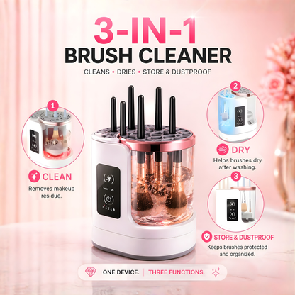 3-in-1 Automatic Makeup Brush Cleaner & Dryer Machine – USB Electric Brush Washing System with Fast Drying