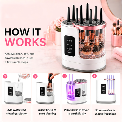 3-in-1 Automatic Makeup Brush Cleaner & Dryer Machine – USB Electric Brush Washing System with Fast Drying