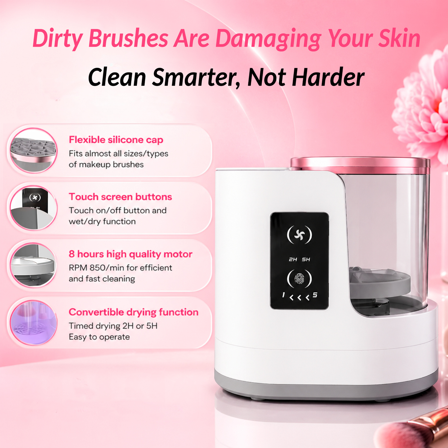 3-in-1 Automatic Makeup Brush Cleaner & Dryer Machine – USB Electric Brush Washing System with Fast Drying