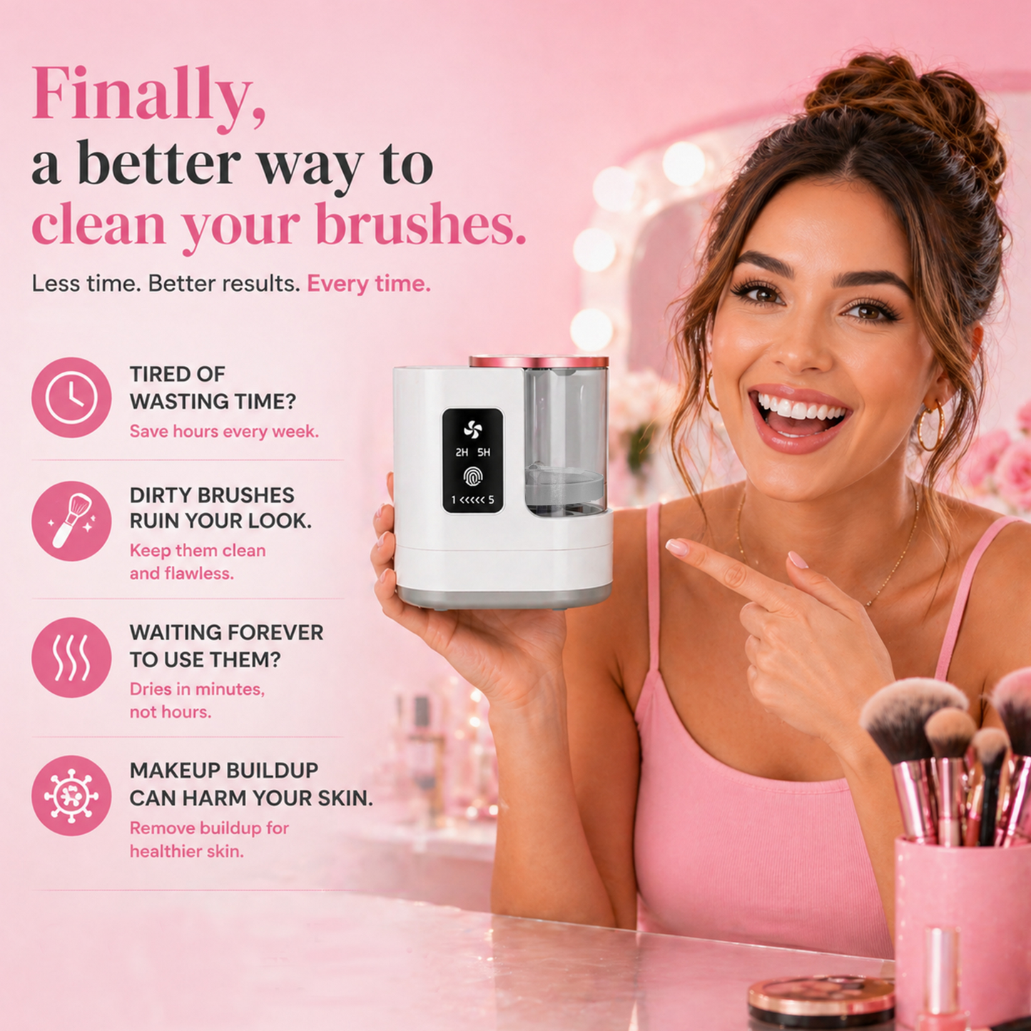 3-in-1 Automatic Makeup Brush Cleaner & Dryer Machine – USB Electric Brush Washing System with Fast Drying